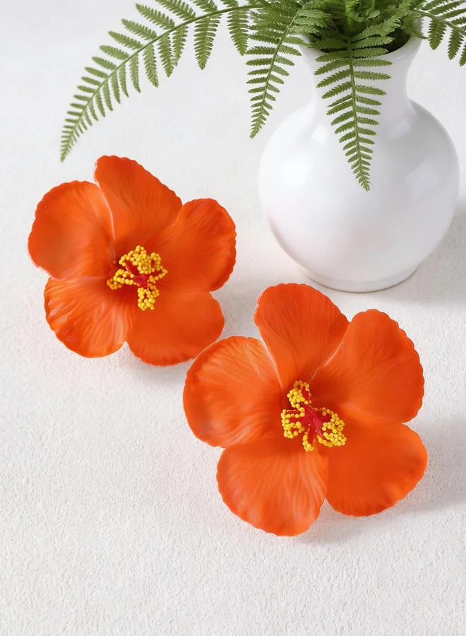 Take Two Pack of 2 - Orange Hibiscus Hair Clip