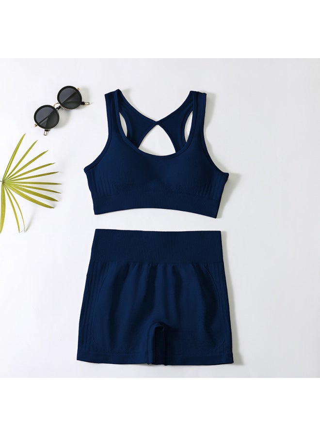 European And American Yoga Clothing Suit Yoga Sports Underwear Women's Fitness Clothing Vest Running Sports Yoga Shorts Suit