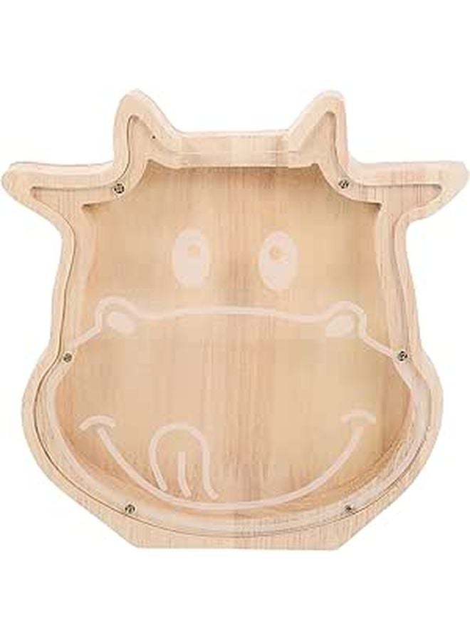 Wooden Animal Shaped Piggy Bank Money Box Coin Container Decorative Ornament - Image 1