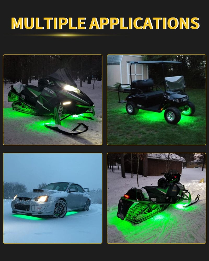 YM EBright EverBright Green Led Strip Lights for Cars, 10.6 inch 27CM 5050 15 SMD Waterproof Car Underglow Lights Motorcycles Boat Decoration Led Interior Exterior Lights Strip,DC-12V, Pack of 4 - Image 3
