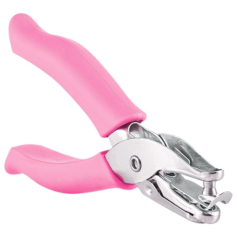 Enday Single Hole Punch Metal Pink, 1/4" Hole Puncher with Soft Grip Handles for Paper and Crafts Round Circle Shape, for Kids and Adults, Also Available in Green, Blue, Red, Purple, Grey, 1 Pc - by - Image 1