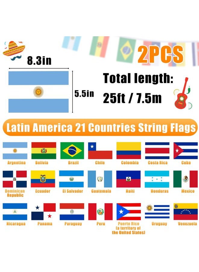 Alphatool Latin America 21 Countries String Flags, Hispanic Heritage Month Decorations, 25ft Spanish Speaking Countries Flags, Assorted Latino Flag Banners for Classroom Sports Bars Party Decor, 1 Set - Image 5