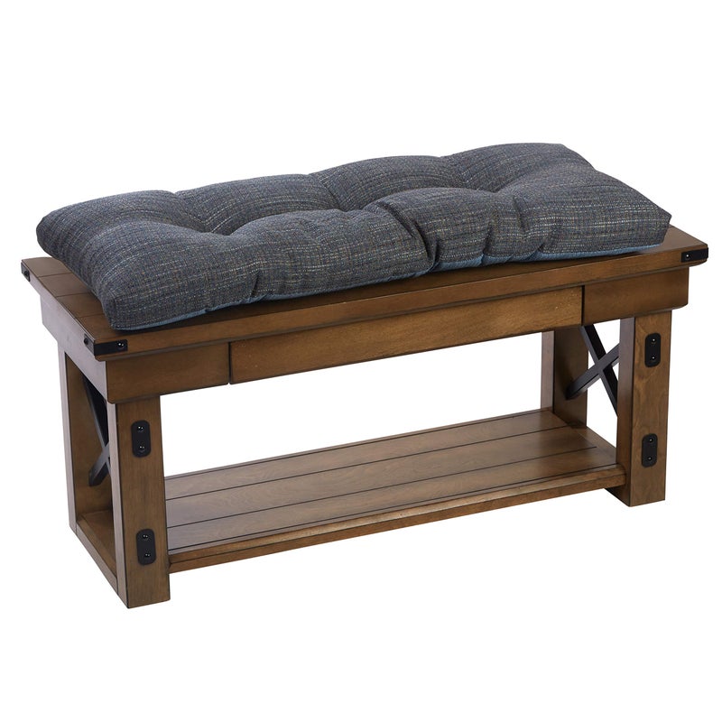 Klear Vu Klear Vu The Gripper Omega NonSlip Tufted Bench Cushion for Indoor Furniture Entryway Storage Bay Window Corner Nook or Piano Seat 35 Inches 13 Denim