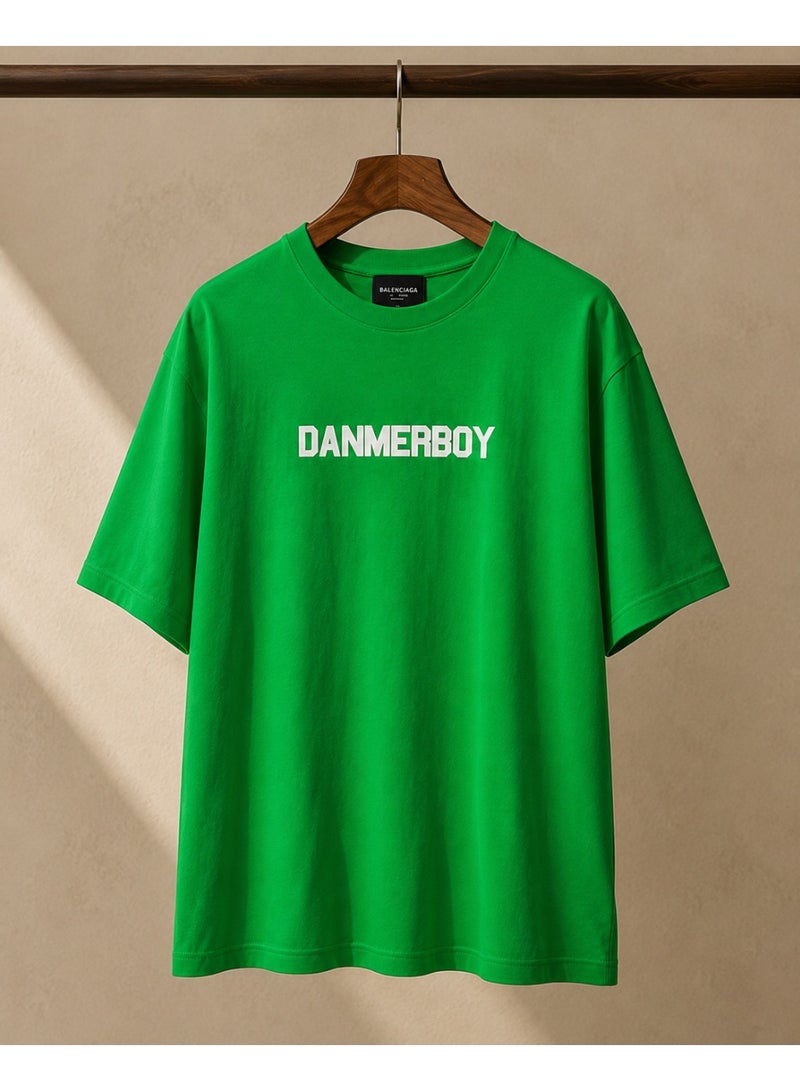 Oversized Graphic Print T-Shirt Green Casual Streetwear Style - Image 3