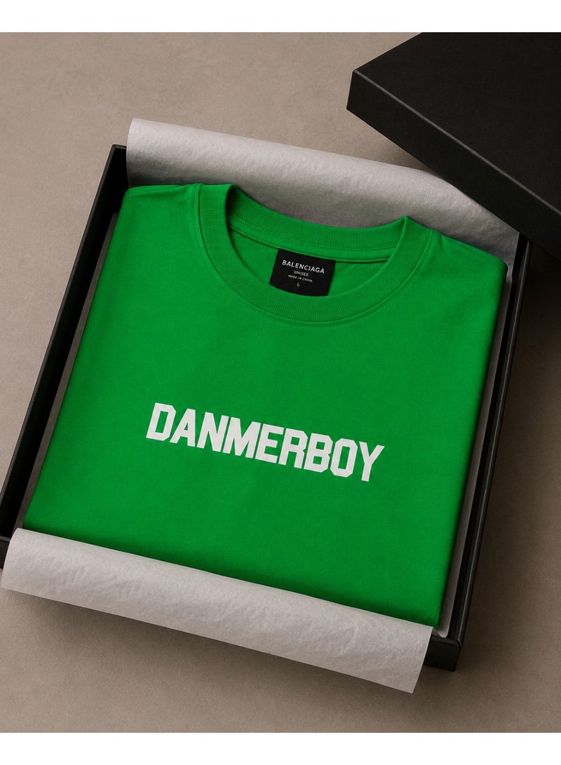 Oversized Graphic Print T-Shirt Green Casual Streetwear Style - Image 5