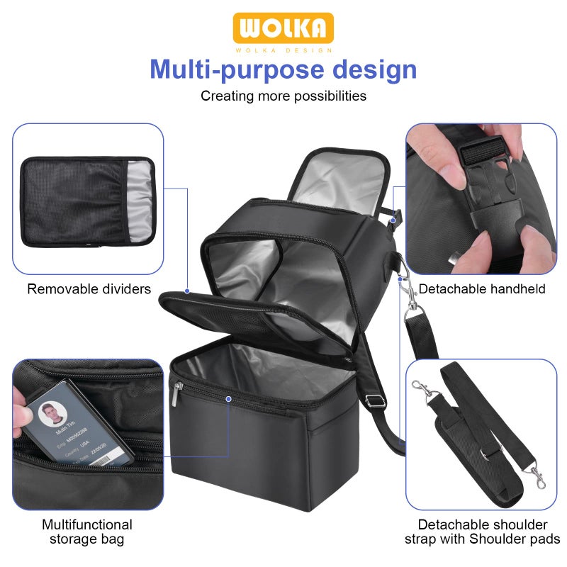 Wolka Breastmilk Cooler Bag - Cooler Bag for Nursing Moms Multi-Function, Insulated Baby Bottle Cooler Tote Bag with Double Compartments - Fits 6 Baby Bottles Up to 9 Ounce - All Black - Image 3
