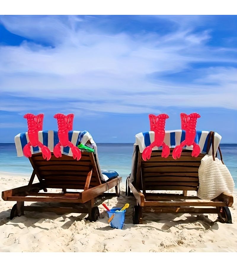 Red lobster Plastic Lobster Shaped Windproof Towel Clip Clothes Peg for Beach Chairs Pool Recliners Cruise Balcony Outdoor Beds - Image 3