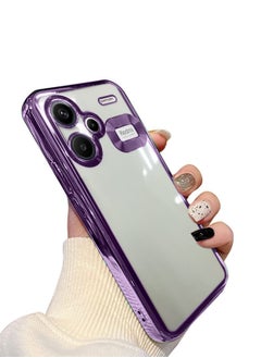 دبليو تيك غطاء حماية هجين من البولي كربونات الفاخر مضاد للصدمات لهاتف Xiaomi Redmi Note 13 Pro+ 5G 2023 / Xiaomi Redmi Note 13 Pro Plus 5G 2023 شفاف/أرجواني باذنجاني  - Image 2