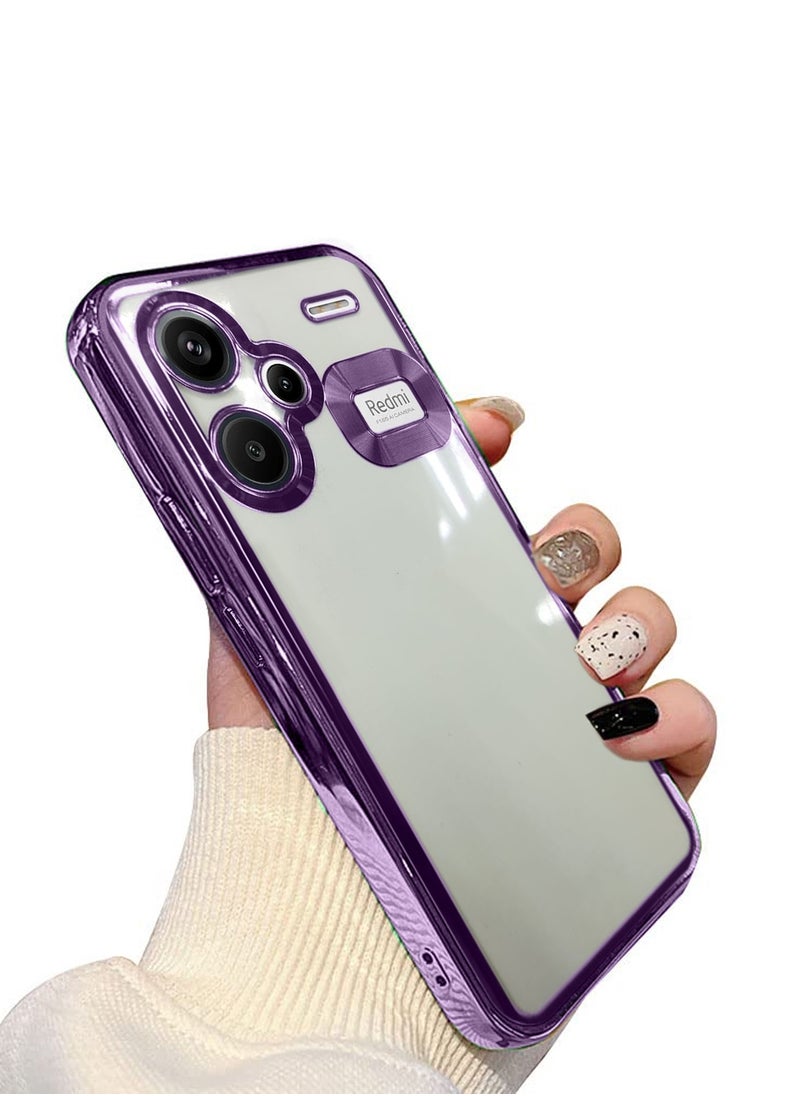 دبليو تيك غطاء حماية هجين من البولي كربونات الفاخر مضاد للصدمات لهاتف Xiaomi Redmi Note 13 Pro+ 5G 2023 / Xiaomi Redmi Note 13 Pro Plus 5G 2023 شفاف/أرجواني باذنجاني  - Image 2