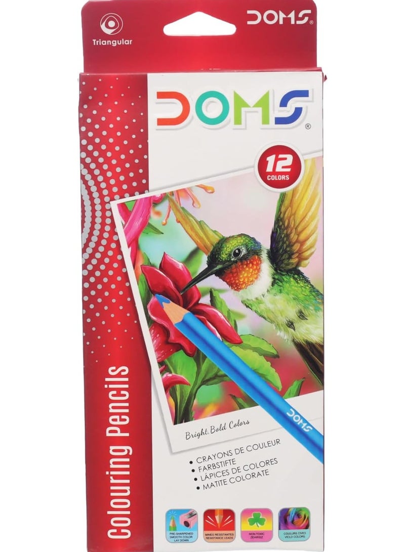 دومس مجموعة أقلام تلوين  الوان خشبية  ١٢ لونًا طويلة - Image 1