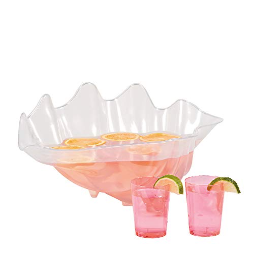 Fun Express Large Serving Bowl 18Inch Clear Plastic Seashell Punch Bowl for Parties Decorative Shell Bowl Beach Theme Events Luau Celebrations Outdoor Entertaining FoodSafe Acrylic Design - Image 1