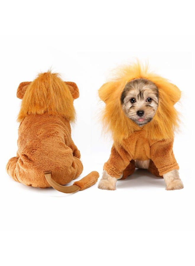 Rypet Dog Lion Costume Pet Clothes for Halloween Party Simulation Lion Pets Outfits Cosplay Dress up Costume Pet Lion Hoodie Cat Costume for Party,S - Image 3