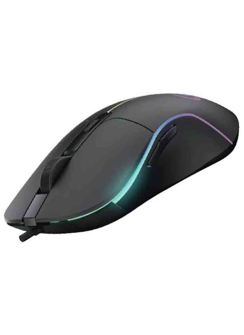ماوس ألعاب Porodo 7D سلكي، 6 ألوان RGB، سطح مطاطي، سرعة تتبع 28 IPS حتى 6400 نقطة في البوصة، وظيفة برنامج الماكرو
