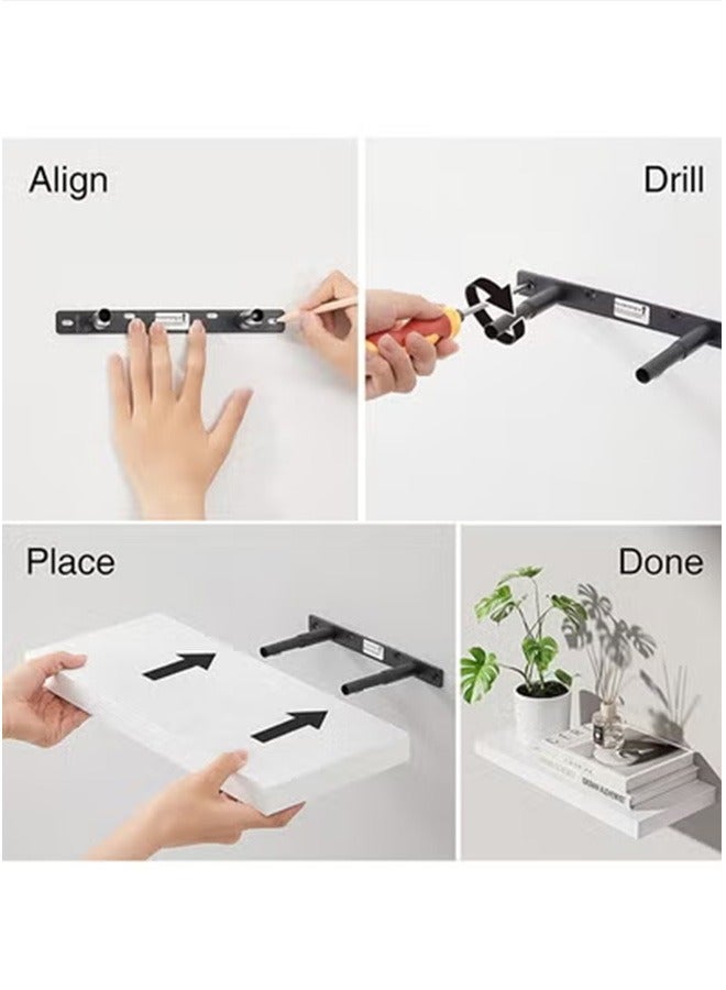 CozyNest Set of 4 black Rustic Floating Wall Shelves with Metal Brackets, Wood Wall-Mounted Storage for Bathroom, Bedroom, Kitchen, or Living Room Decor - Image 5