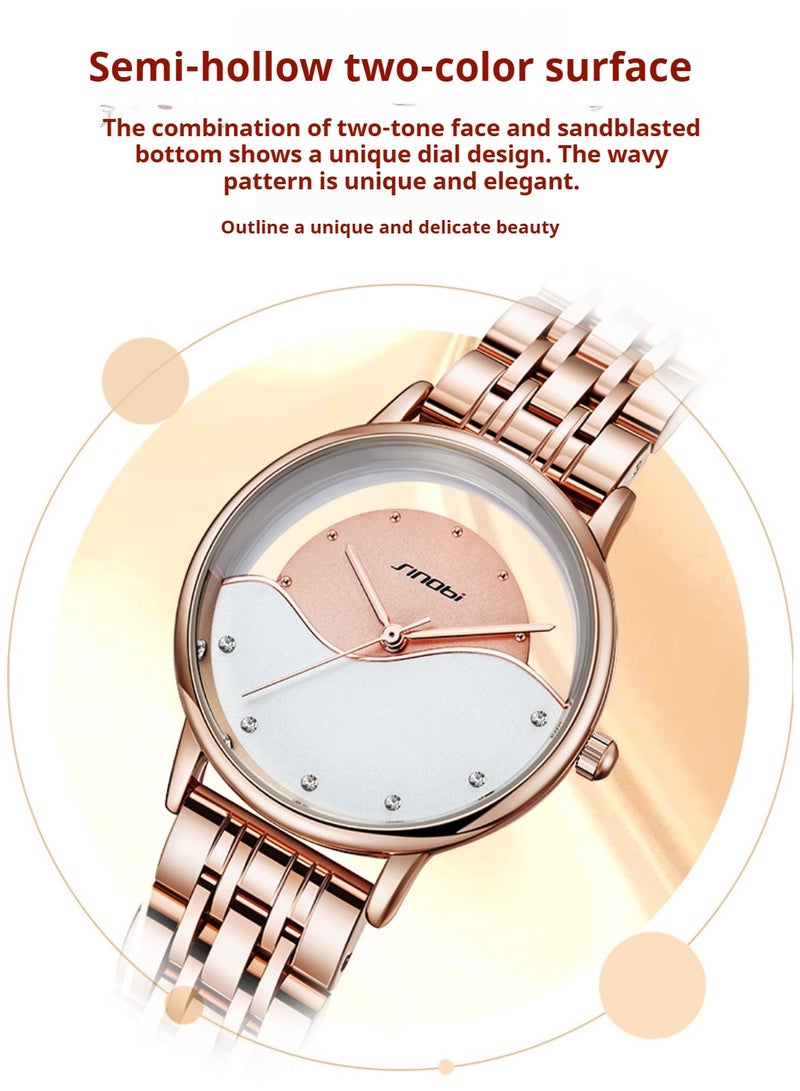 Sinobi Skeleton Design, Solid Steel Strap Japanese Quartz Movement Women's Watch, Dial Diameter 33mm - Image 2