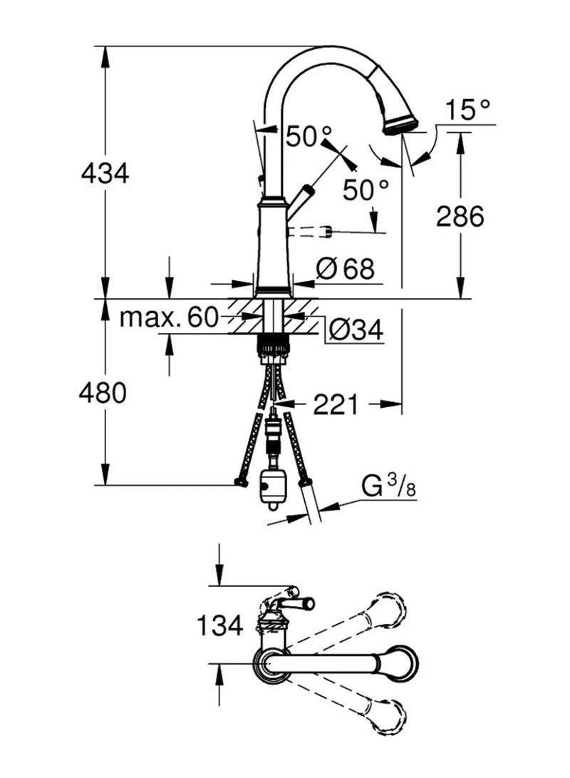 Gloucester – Single Lever Kitchen Sink Pull Out Mixer Tap