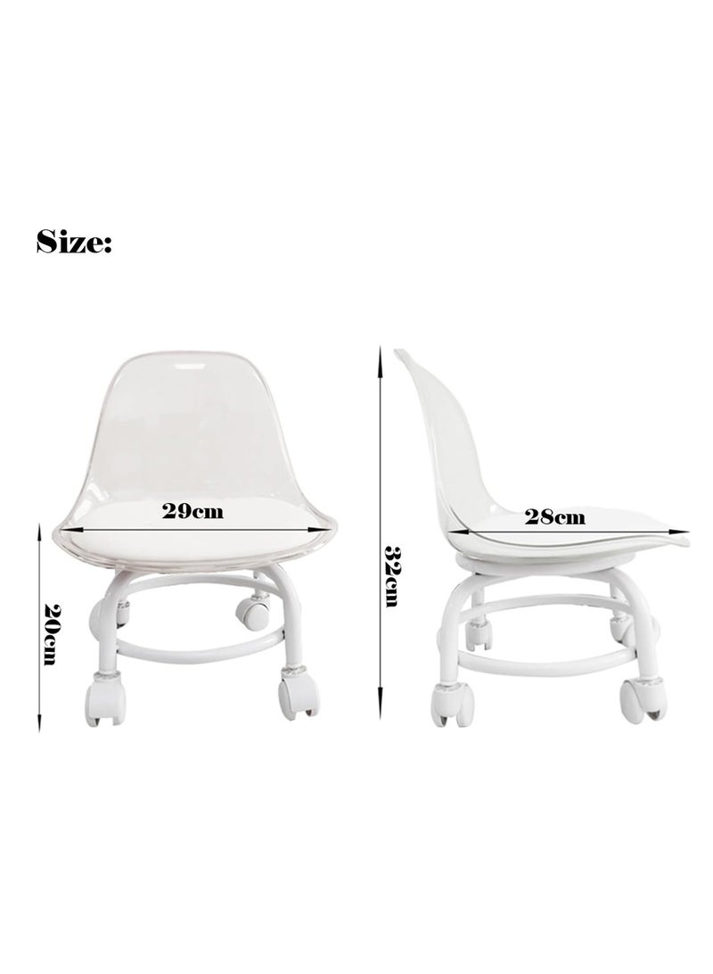 Generic 𝐅𝐅𝐃 Low Round Rolling Stool with Backrest – 360° Rotating Wheels for Salon, Office, Baby Feeding, Gardening & Picnic – 80kg Capacity" - Image 3