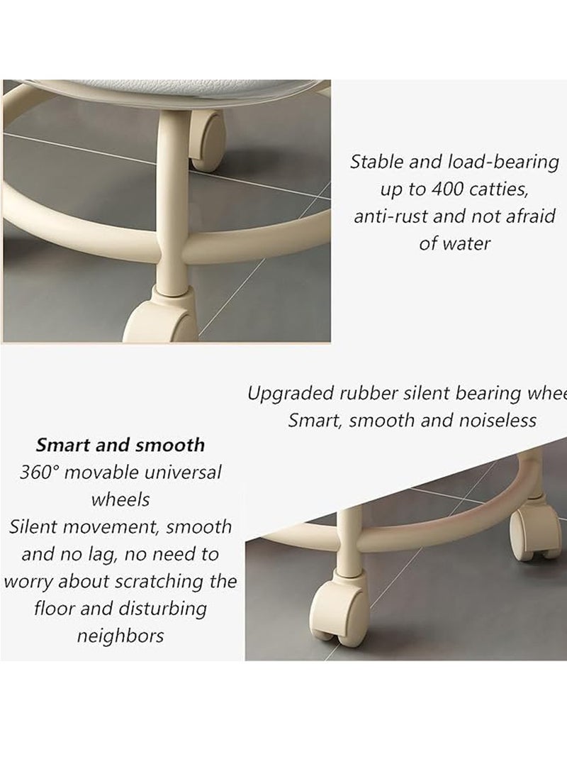 Generic 𝐅𝐅𝐃 Low Round Rolling Stool with Backrest – 360° Rotating Wheels for Salon, Office, Baby Feeding, Gardening & Picnic – 80kg Capacity" - Image 4