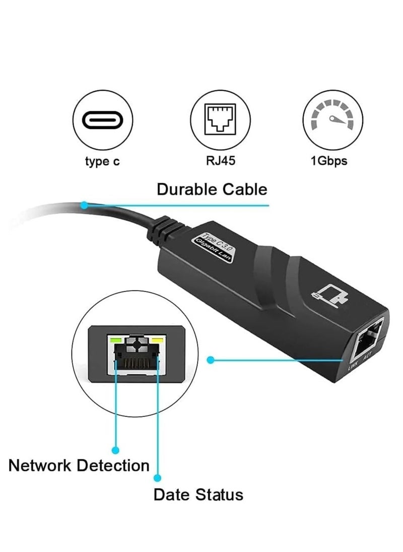 محول USB نوع سي 3.0 إلى ايثرنت ار جيه 45 جيجابت لان 10/100/1000 ميجابت لكل ثانية من تكنوتك، كروم