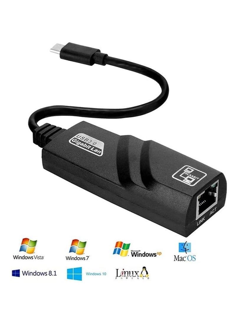 محول USB نوع سي 3.0 إلى ايثرنت ار جيه 45 جيجابت لان 10/100/1000 ميجابت لكل ثانية من تكنوتك، كروم