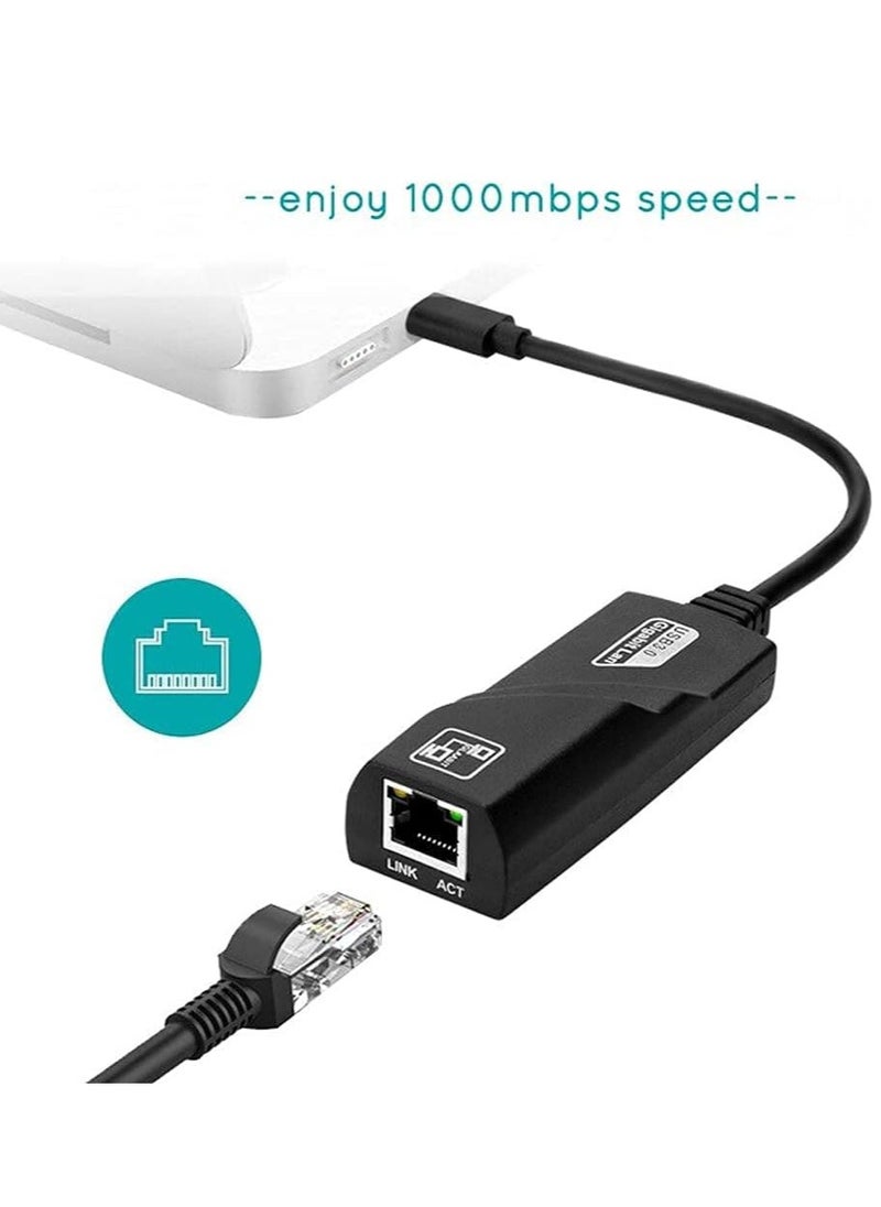 محول USB نوع سي 3.0 إلى ايثرنت ار جيه 45 جيجابت لان 10/100/1000 ميجابت لكل ثانية من تكنوتك، كروم