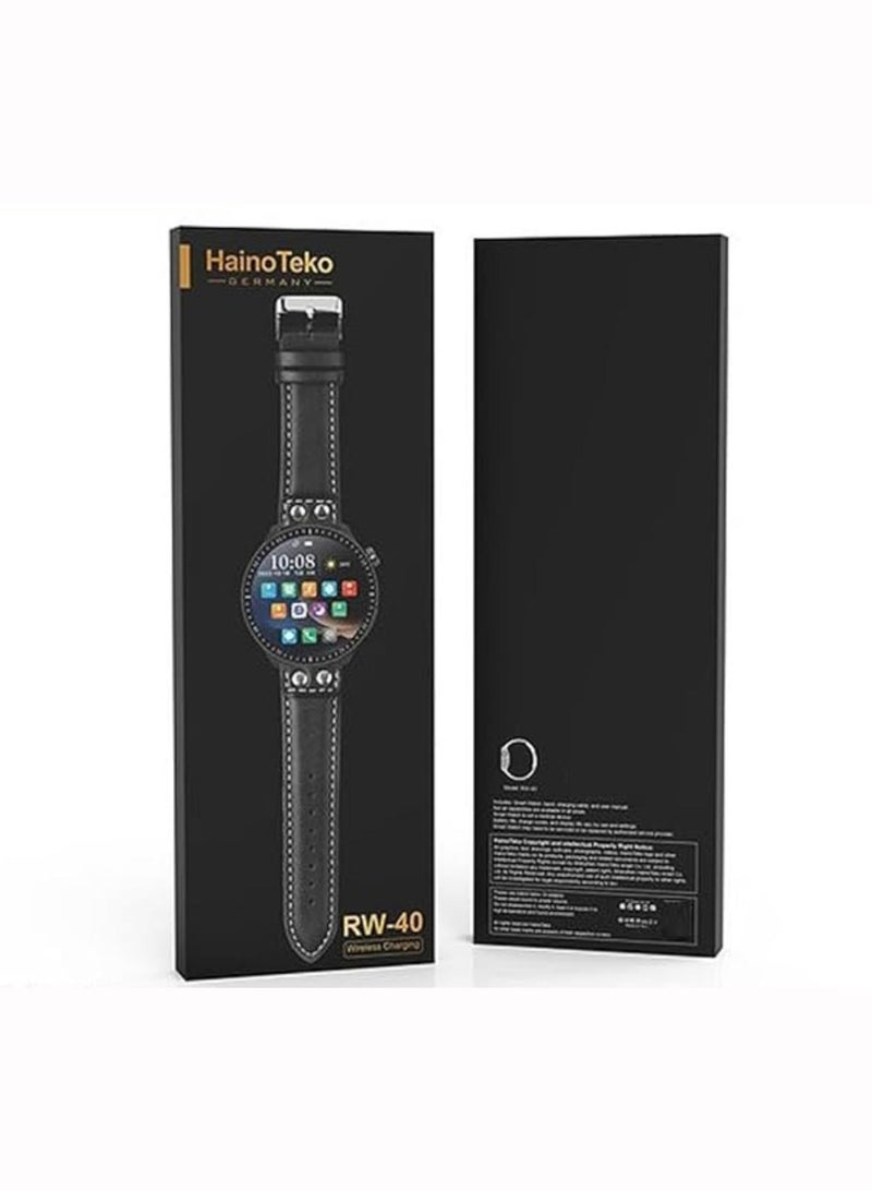 Haino Teko RW40 Smartwatch – 53mm Full Round Display, Wireless Charging, Sleek Black Design for Men & Boys – Fitness & Health Monitoring with Smart Features - Image 2