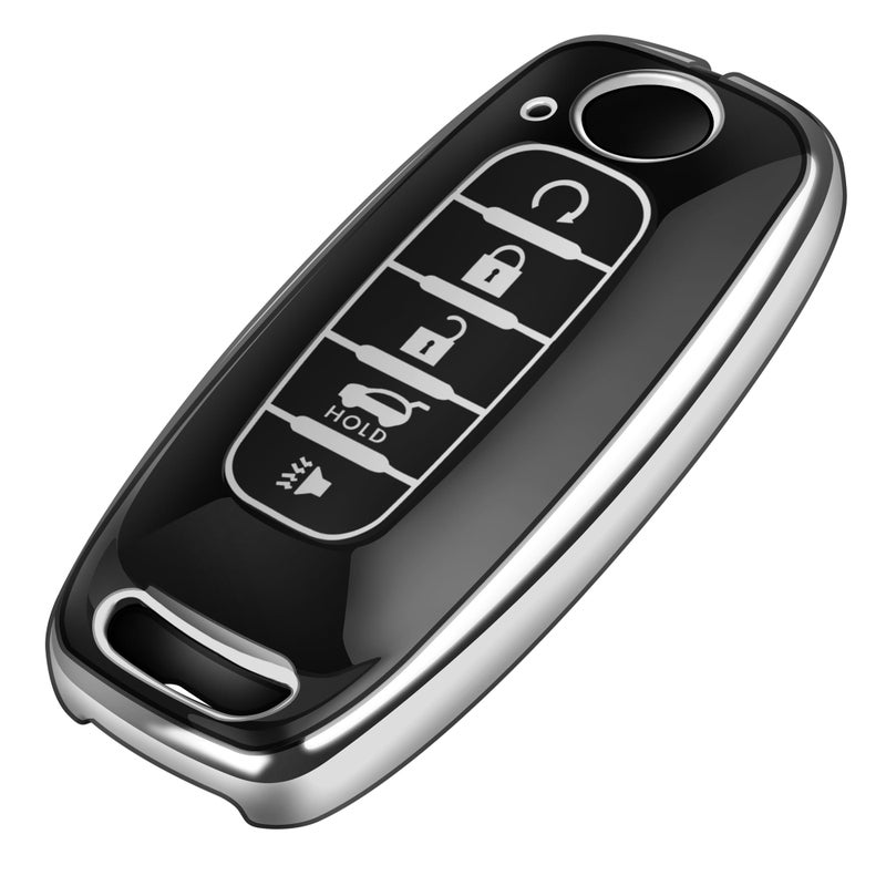 Tukellen Key Fob Cover for Nissan 2023 2024 Rouge Pathfinder Versa 4Runner Smart Key Fob Protection Soft TPU Shell Silver 5 Buttons - Image 2