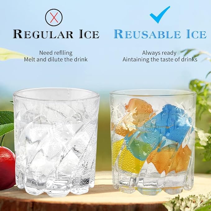 Clickswift Reusable Ice Cubes,Colorful Square Shape PlasticIce Cubes,Refreezable Ice Cubes, Washable Quick Frozen Ice Cubes for Drinks Cocktail,Coffee, Wine, Whiskey,Purified Water Filled 24Pcs - Image 4