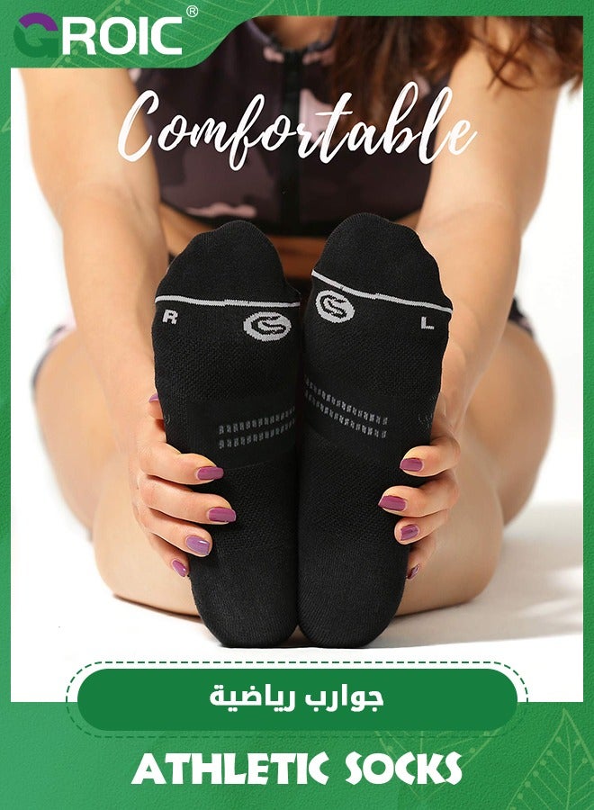 GROIC 6 Pack Running Ankle Socks, Men's Athletic Sport Socks Cushioned, Ankle Running Socks Cushioned Low Cut Tab Athletic Socks, Men's Running Socks Cushioned - Image 3