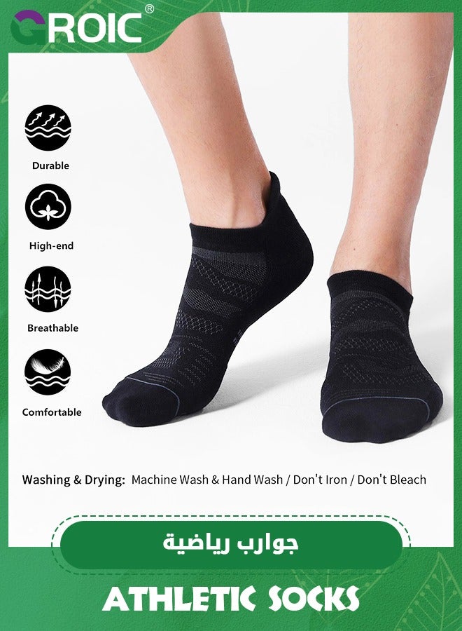 GROIC 6 Pack Running Ankle Socks, Men's Athletic Sport Socks Cushioned, Ankle Running Socks Cushioned Low Cut Tab Athletic Socks, Men's Running Socks Cushioned - Image 2