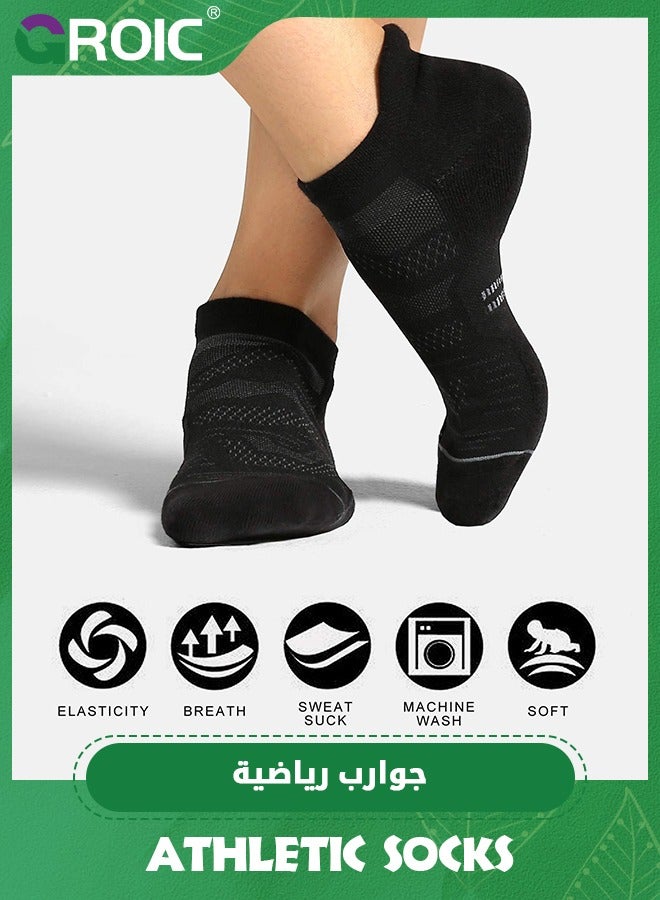 GROIC 6 Pack Running Ankle Socks, Men's Athletic Sport Socks Cushioned, Ankle Running Socks Cushioned Low Cut Tab Athletic Socks, Men's Running Socks Cushioned - Image 4