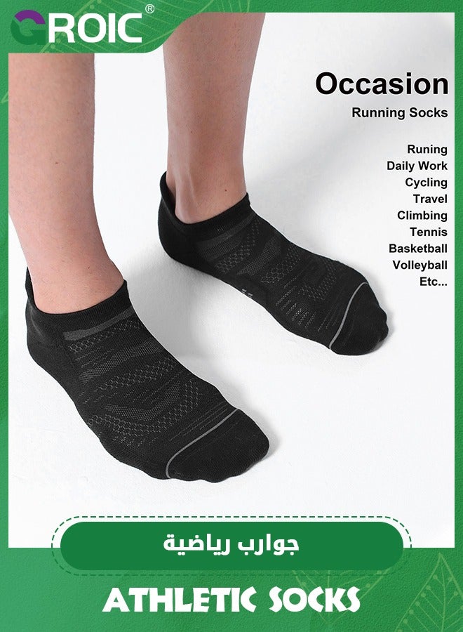 GROIC 6 Pack Running Ankle Socks, Men's Athletic Sport Socks Cushioned, Ankle Running Socks Cushioned Low Cut Tab Athletic Socks, Men's Running Socks Cushioned - Image 5