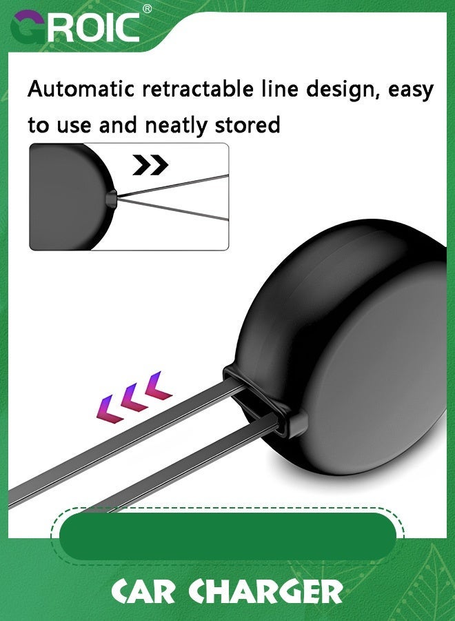 GROIC Retractable Car Charger for iPhone, 2 in 1 Fast Phone Adapter with Type C & L Cords, Cell Automobile iPhone 16/15/14/13/12/11 Pro Max/XR/XS  - Image 4