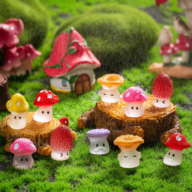 GDZRDFLH 24pcs Mini Mushrooms Cute Resin Tiny Mushrooms Statue Fake Miniature Mushroom Figurines for Fairy Garden Terrarium Accessories Decor Micro Landscape Craft - Image 3