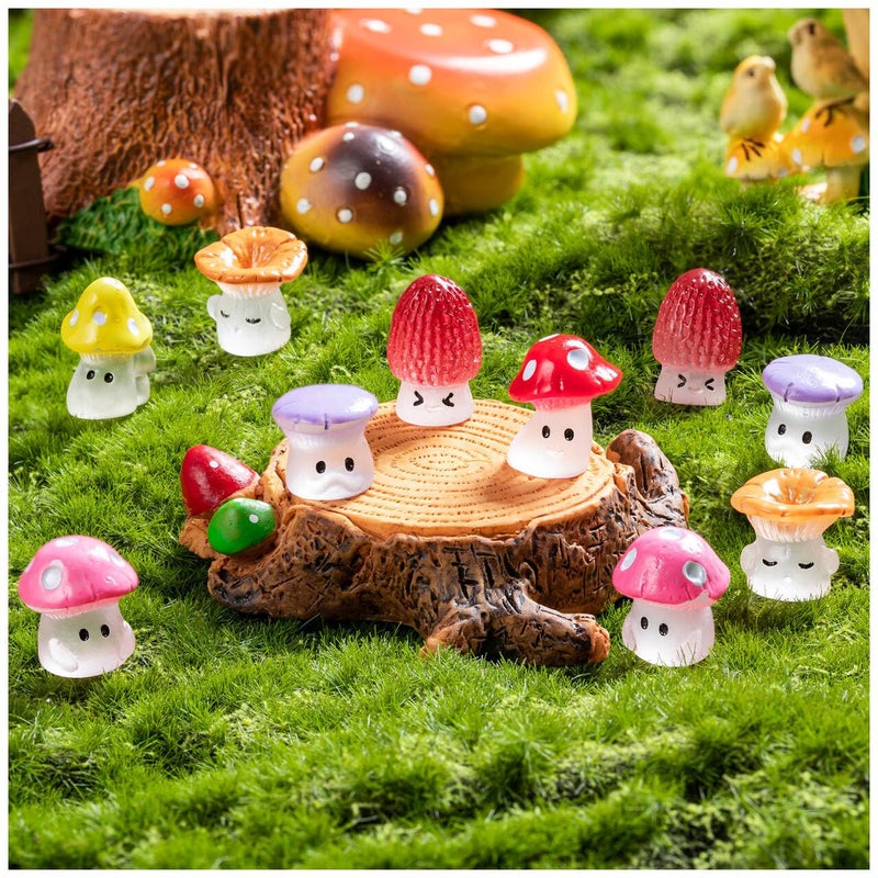 GDZRDFLH 24pcs Mini Mushrooms Cute Resin Tiny Mushrooms Statue Fake Miniature Mushroom Figurines for Fairy Garden Terrarium Accessories Decor Micro Landscape Craft - Image 5