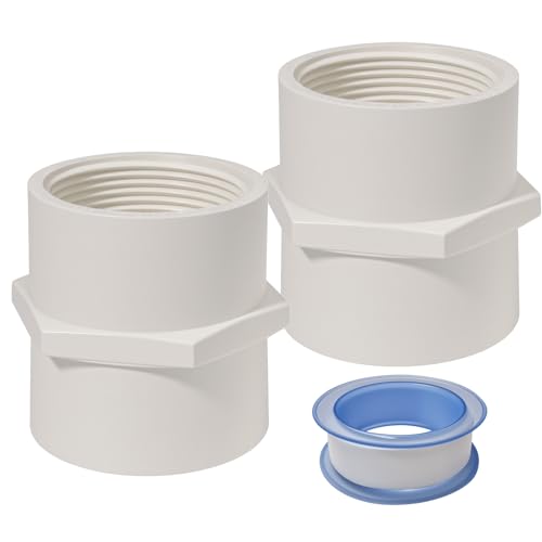 JINUYYNA 1-1/2 Inch PVC Female Thread Adaptor White 2-Way PVC Pipe Coupling Adapter Connectors With 1.5" Female Thread Schedule 40 (Pack of 2) - Image 1