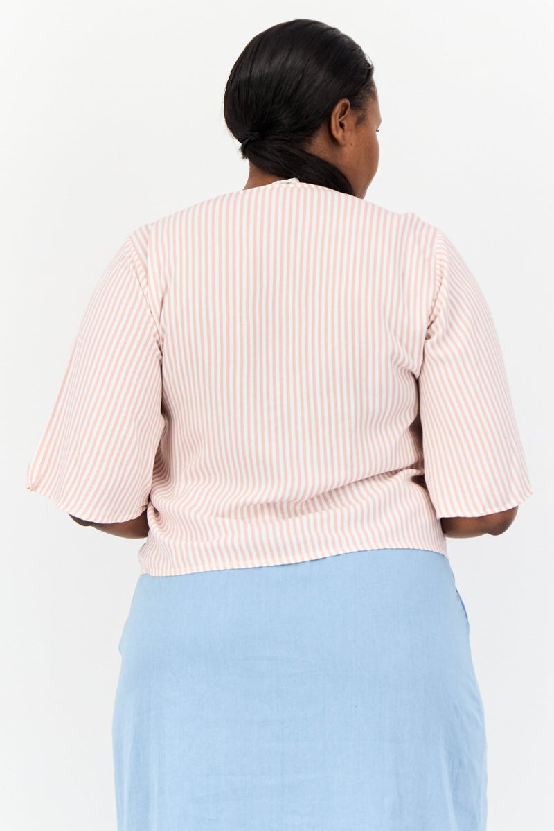 DeFacto Women V-Neck Stripe Blouse, Multicolor  - Image 4