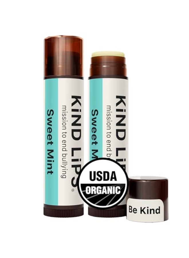 Kind Lips Sweet Mint Organic Lip Balm Natural Moisturizing Lip Care 2 Pack - Image 1