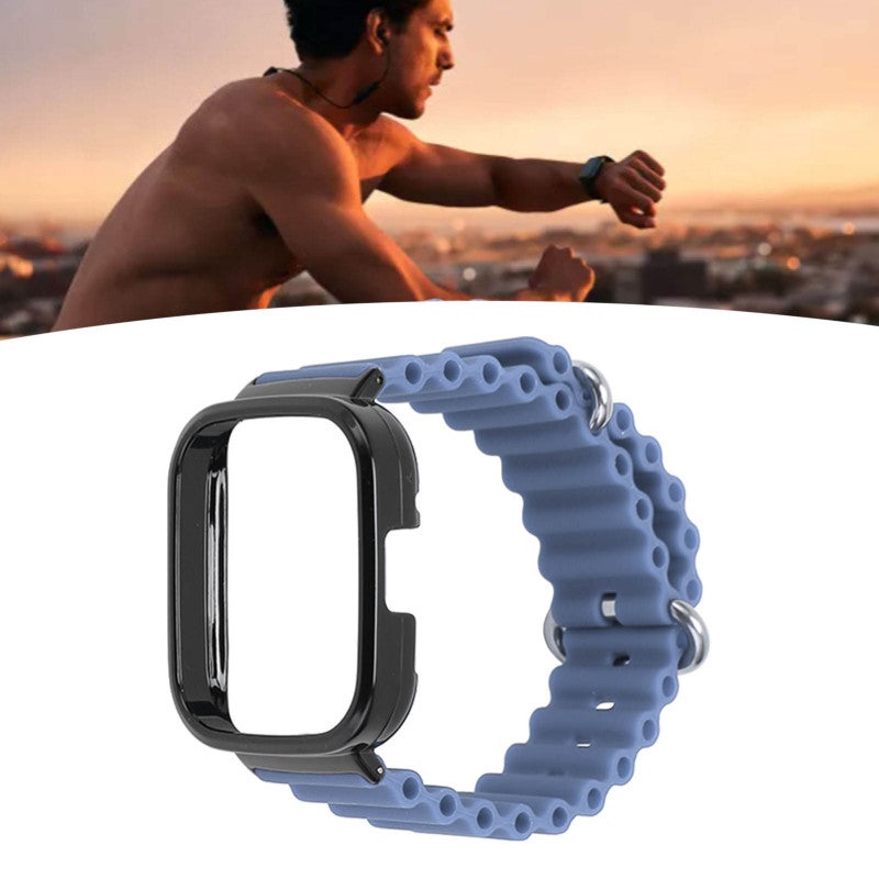 حزام وهيكل Redmi Watch 3، سيليكون بنشا اللوتس 2 في 1 بديل للحزام - حزام ساعة ذكية مطاطي قابل للتعديل للعمل والسفر والتمارين - Image 1