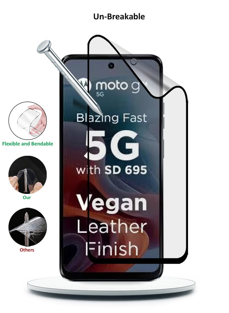 Wtech Motorola Moto G34 5G 2023 Nano Ceramic Full Glue Full Cover Matte Flexible Screen Protector (MSCNMN) -Clear/Black - Image 3