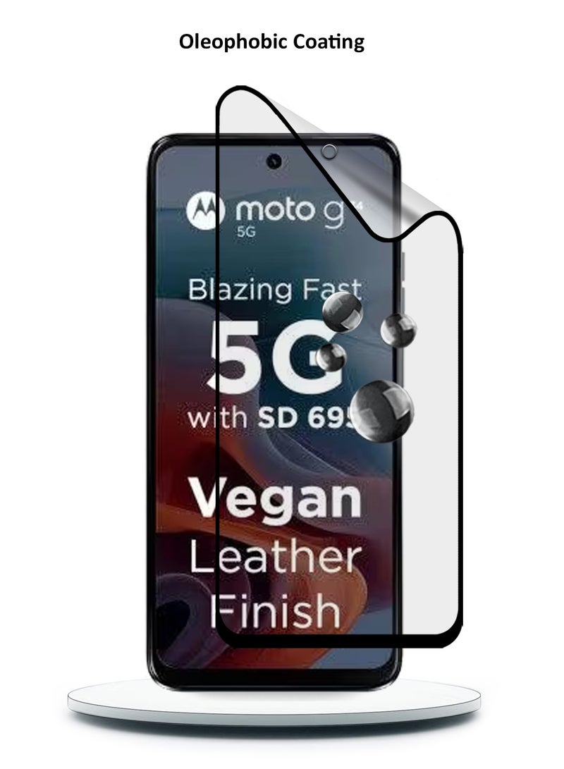Wtech Motorola Moto G34 5G 2023 Nano Ceramic Full Glue Full Cover Matte Flexible Screen Protector (MSCNMN) -Clear/Black - Image 4