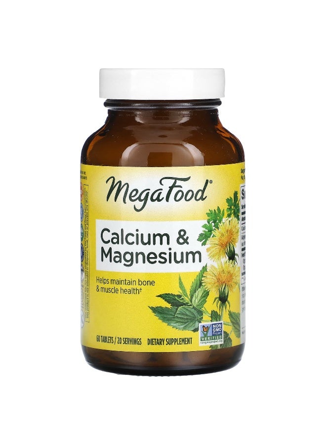 MegaFood, Calcium & Magnesium,  60 Tablets (Packaging may vary) - Image 1