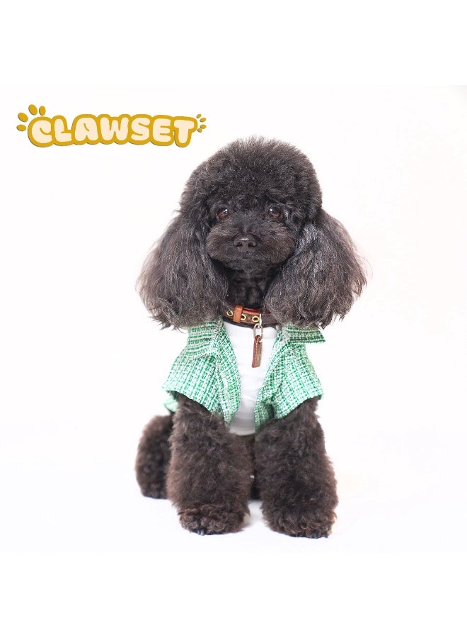 CLAWSET CORGY GREEN TOP For Cats And Dogs - Dog Clothes Cute Polo Shirt, Soft and Breathable Collared Fashionable dog clothes Stylish Green Polo for Dogs Or Cats - Image 1