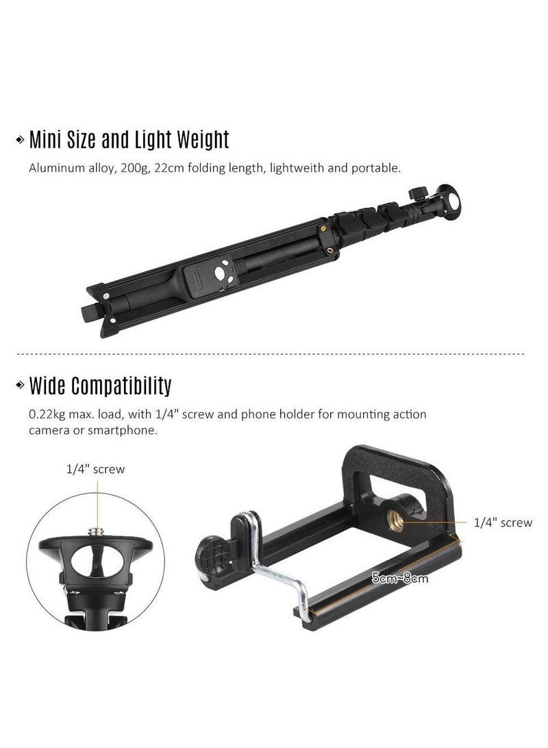 VCT-1388 Portable Selfie Stick Tripod Aluminum Alloy Max Load 0.5kg for IPhone 7 7plus Xiaomi Samsung Smartphones Action Cameras - Image 5