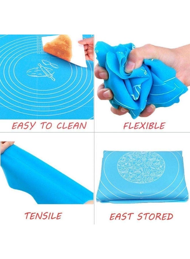 Large Silicone Pastry & Baking Mat with Measurements - Non-Stick Baking Sheet for Fondant & Dough - Modern Blue Color - Image 4