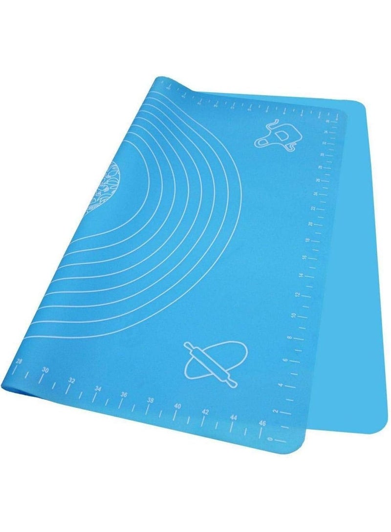 Large Silicone Pastry & Baking Mat with Measurements - Non-Stick Baking Sheet for Fondant & Dough - Modern Blue Color - Image 3