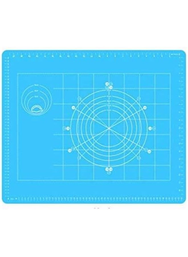 Large Silicone Pastry & Baking Mat with Measurements - Non-Stick Baking Sheet for Fondant & Dough - Modern Blue Color - Image 2