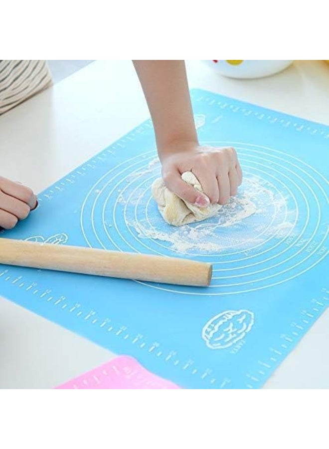 Large Silicone Pastry & Baking Mat with Measurements - Non-Stick Baking Sheet for Fondant & Dough - Modern Blue Color - Image 1