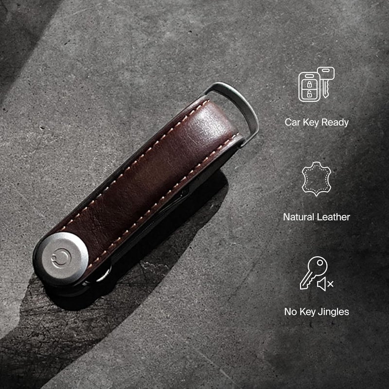 Orbitkey Leather Key Organizer - Cognac with Tan Stitching - Image 3