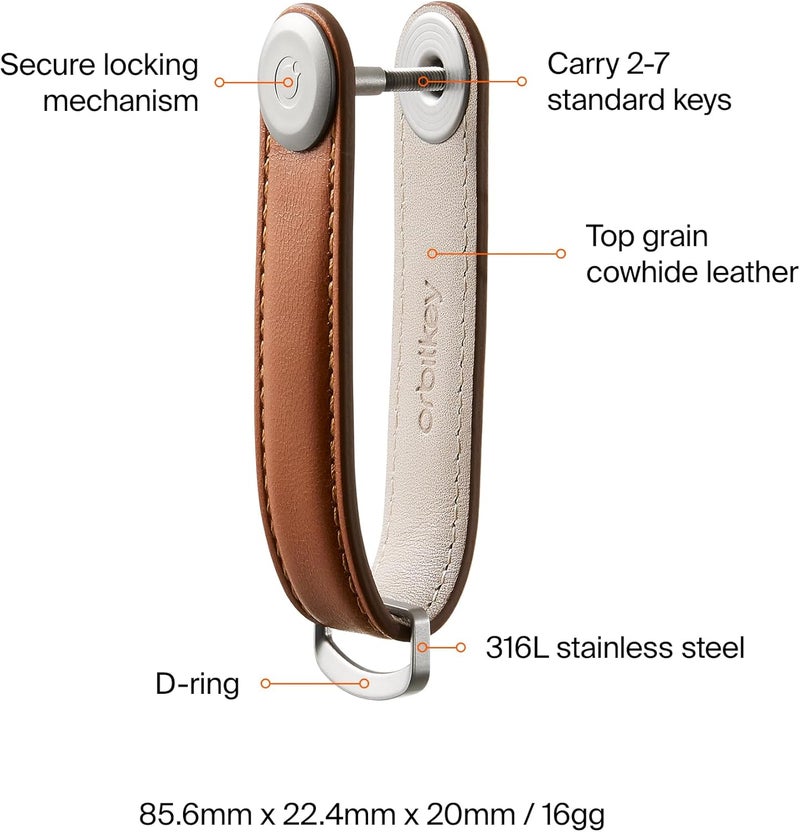 Orbitkey Leather Key Organizer - Cognac with Tan Stitching - Image 5